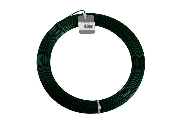 Fil de tension en acier plastifié extrudé vert 6005 Diam. 2,7 mm x L. 100 mL