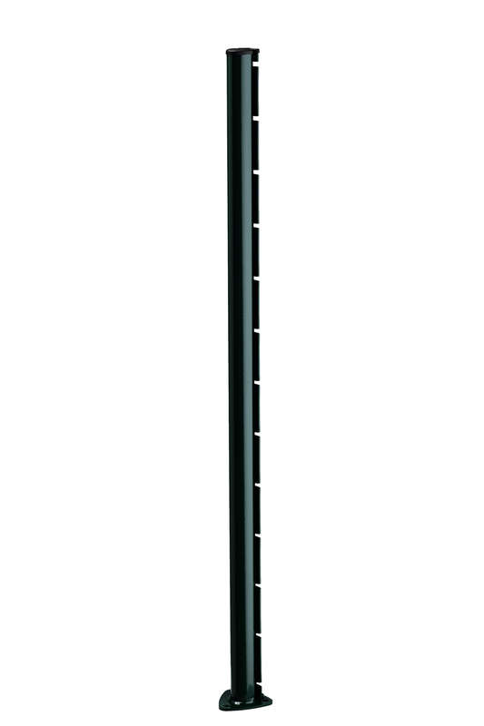 Poteau pour grillage rigide DIRICKX AXOR® sur platine soudée en acier galvanisé avec plastification polyester avec fixation à encoches H. 1,25 m vert 6005