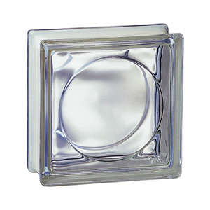 Brique de verre isolante 198 ronde transparente  L. 19 x l. 8 x H. 19 cm