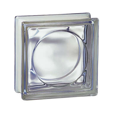 Brique de verre isolante 198 ronde transparente  L. 19 x l. 8 x H. 19 cm