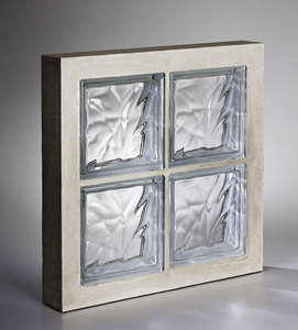 Panneau standard N.°22 en 198 2x2 briques en verre nuagée incolore L. 47 x l. 8 x H. 47 cm