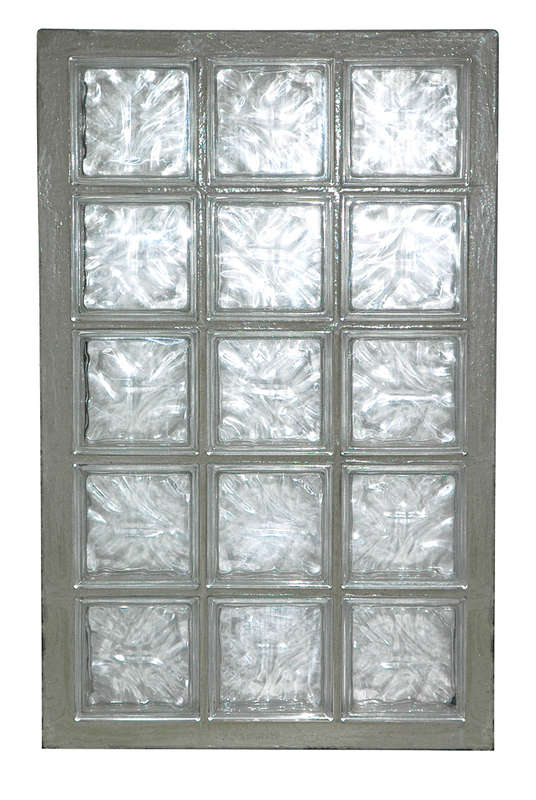 Panneau standard N°35 en 198 3x5 briques en verre nuagée incolore L. 127 x l. 8 x H. 67 cm