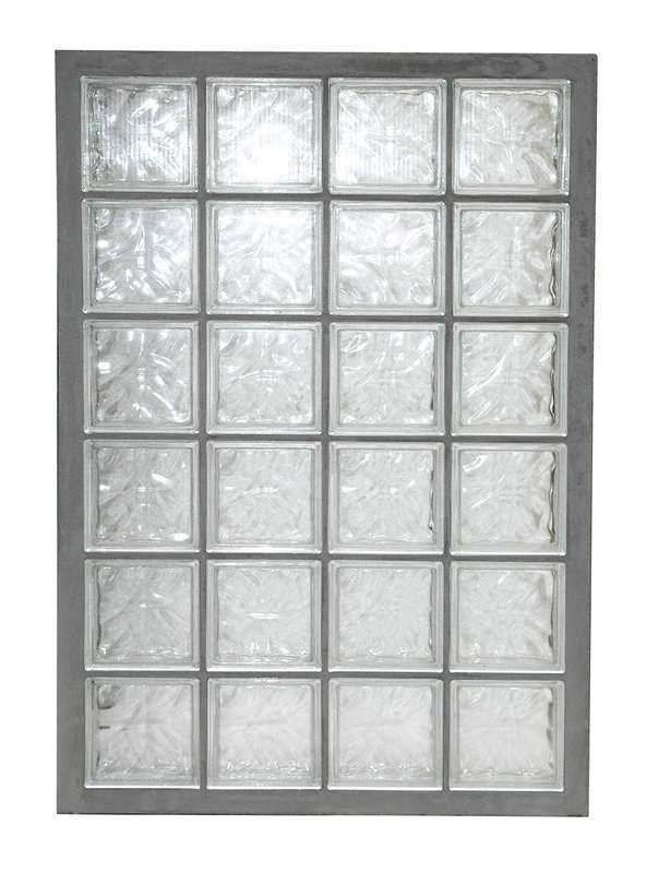 Panneau standard N°46 en 198 4x6 briques en verre nuagée incolore L. 127 x l. 8 x H. 87 cm