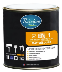 Peinture intérieur / extérieur 2 en 1 impression et finition blanc - Pot de 1 L