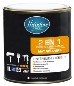 Peinture intérieur / extérieur 2 en 1 impression et finition blanc - Pot de 1 L
