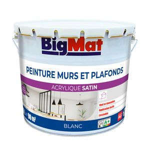 Peinture pour murs et plafonds BIGMAT acrylique velours blanc - Pot de 10 L