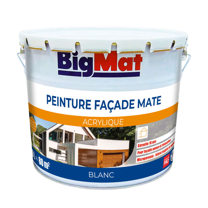 Peinture pour façade BIGMAT acrylique blanc - Pot de 10 L