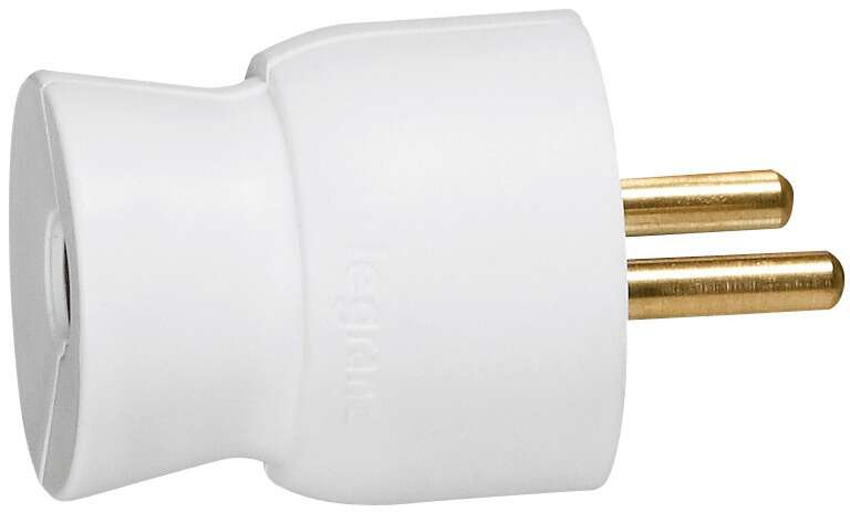 Fiche plastique 2P+T 16A mâle - droite blanc