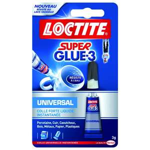LOCTITE Colles Cyanoacrylates SUPERGLUE-3 Liquide Universal Tube 3g Blister Carton 24uc