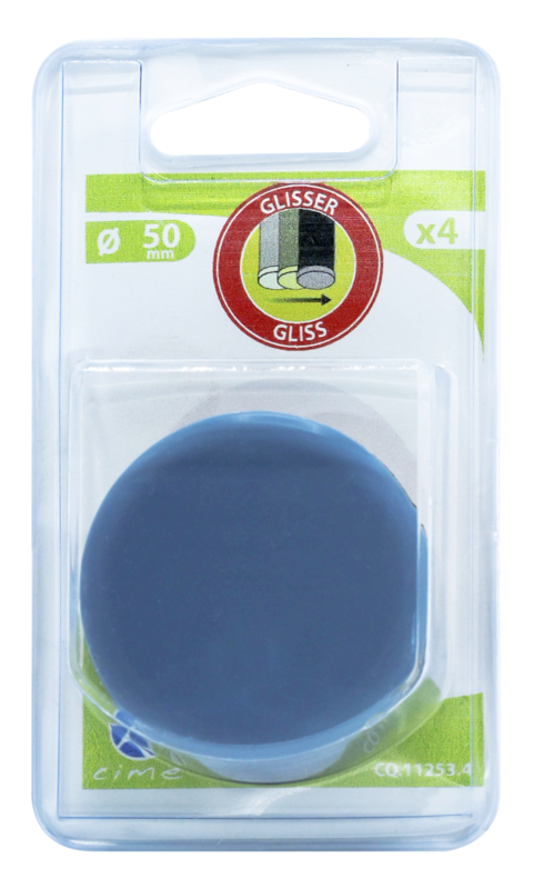 Patin rond adhésif pour protection des sols à coller en feutre Diam. 50 mm bleu