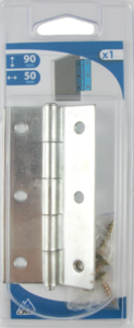 Charnière rectangulaire simple feuille pour porte à visser acier zingué l. 50 x H. 90 x Ép. 1,5 mm