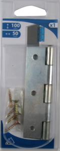 Charnière rectangulaire simple feuille pour porte à visser en acier zingué Diam. 4 x L. 50 x H. 100 x Ép. 1,5 mm