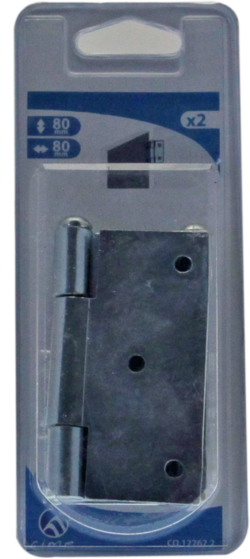 Charnière carrée à axe mobile en acier zingué l. 80 x H. 80 x Ép. 1,5 mm