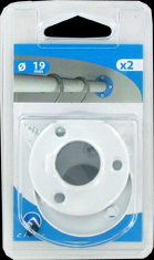 Support muraux d'extremité pour barre de penderie en acier plastifié Diam. 19 mm blanc