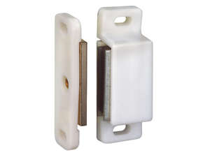 Loqueteau magnétique pour porte de meuble en plastique, ferrite et acier L. 14 x H. 46 x Prof. 16,5 mm blanc