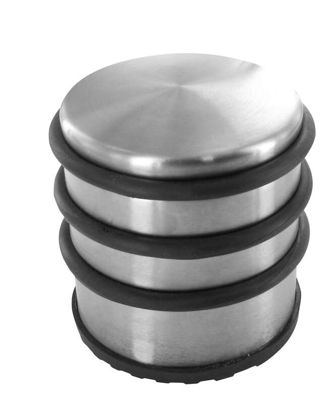Butée de sol cylindre pour blocage de porte lourde en acier/caoutchouc H. 74 x Diam. 76 mm noir