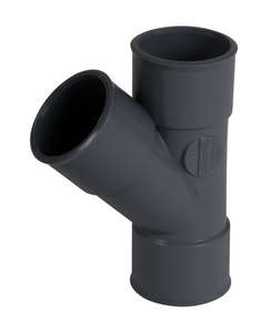 Culotte simple femelle/femelle en PVC gris Diam. 32 mm à 45°