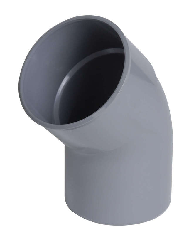 Coude simple mâle/femelle en PVC gris Diam. 125 mm à 45°