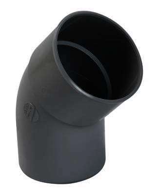 Coude pour tuyau de gouttière mâle/femelle en PVC Diam. 80 mm à 45° gris