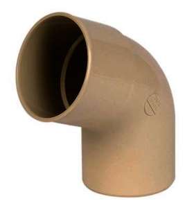 Coude pour tuyau de gouttière mâle/femelle en PVC Diam. 80 mm à 67°30 sable