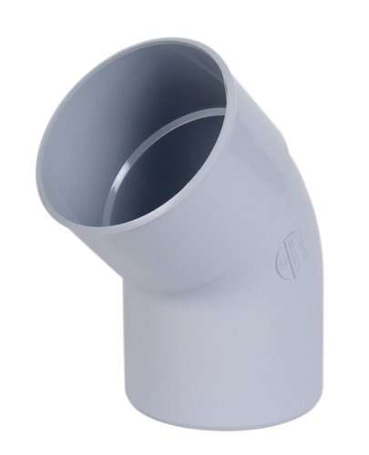 Coude pour tuyau de gouttière mâle/femelle en PVC Diam. 100 mm à 45° gris