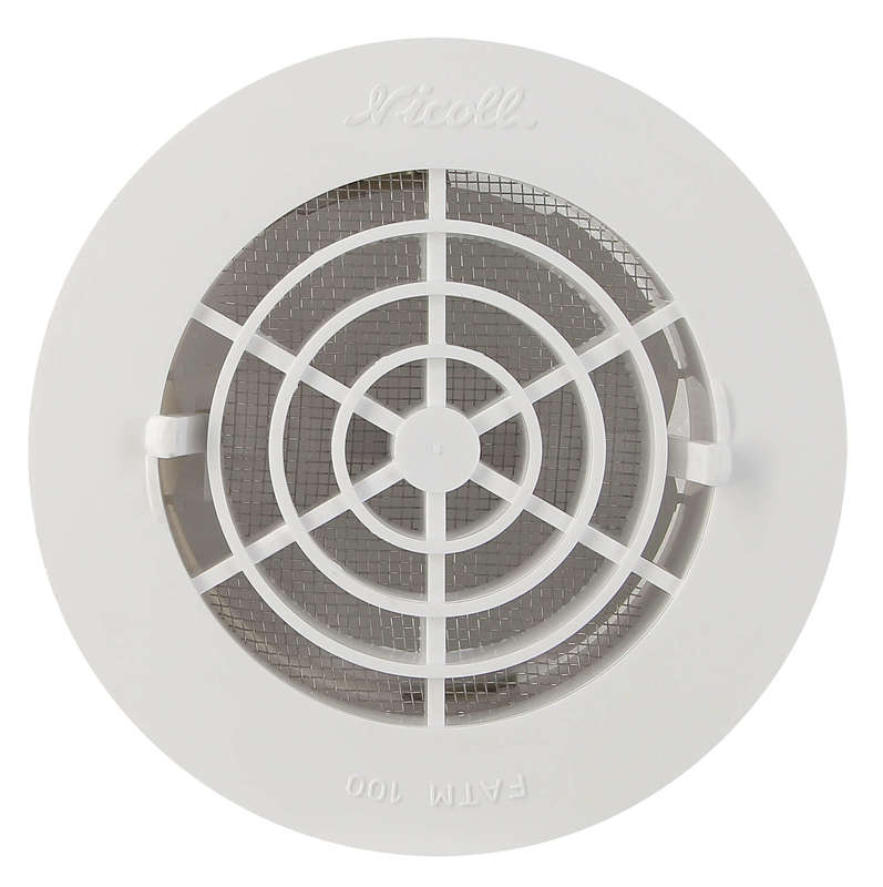 Grille de ventilation à fermeture avec moustiquaire blanc Diam. 100 mm