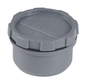Tampon de visite avec bouchon mâle/femelle en PVC gris - Diam. 32 mm