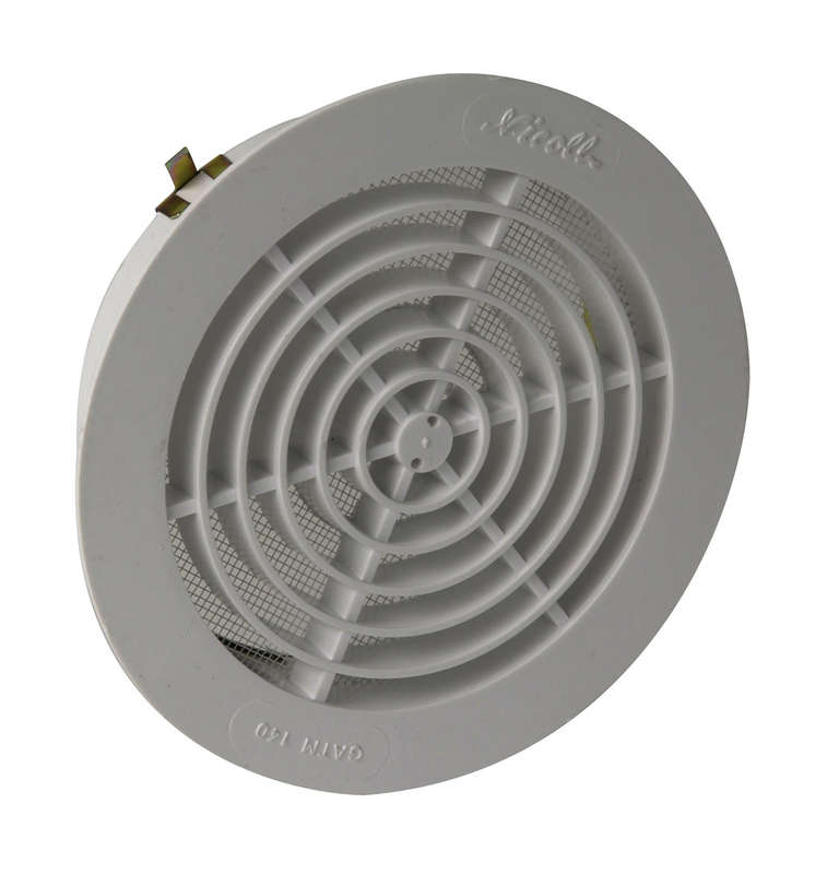 Grille de ventilation intérieure pour tube PVC avec moustiquaire blanc Diam. 140 mm