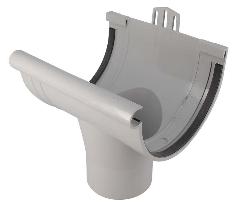 Naissance centrale à joint pour gouttière L. 33 cm en PVC gris Diam. 100 mm x H. 240 cm
