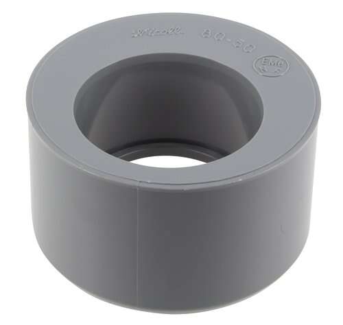 Tampon de réduction simple mâle/femelle en PVC gris - Diam. 80/50 mm
