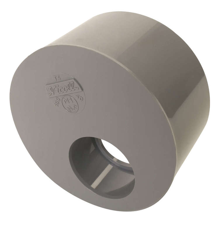Tampon de réduction simple mâle/femelle en PVC gris - Diam. 100/40 mm