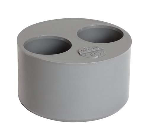 Tampon de réduction double mâle/femelle en PVC gris - Diam. 100/40/40 mm