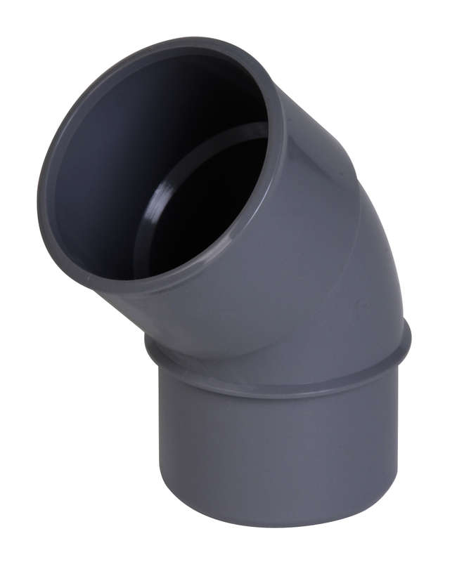 Coude simple mâle/femelle en PVC gris Diam. 50 mm à 45°