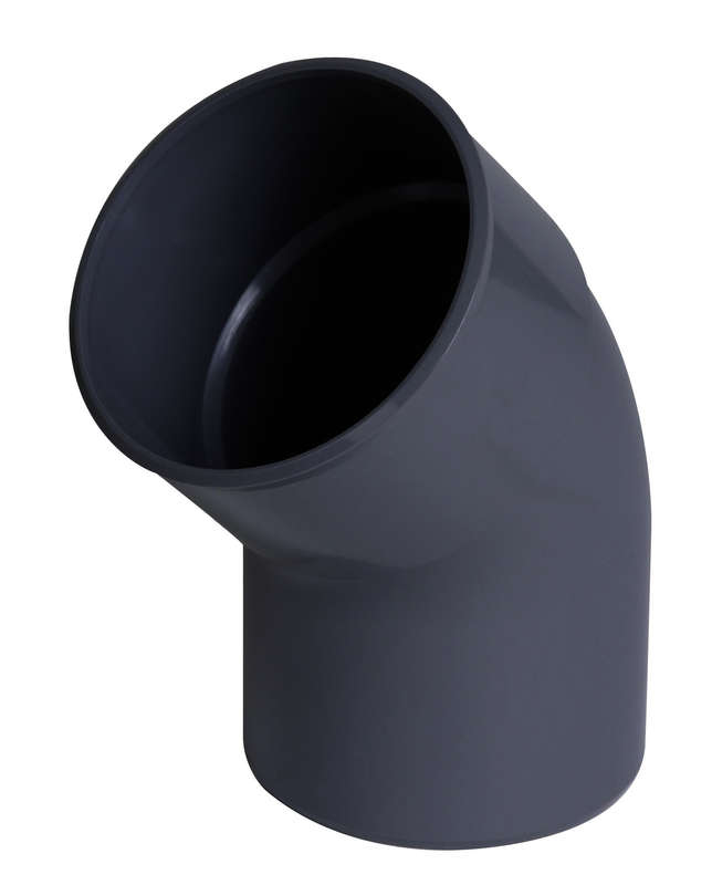 Coude simple mâle/femelle en PVC gris Diam. 125 mm à 45°