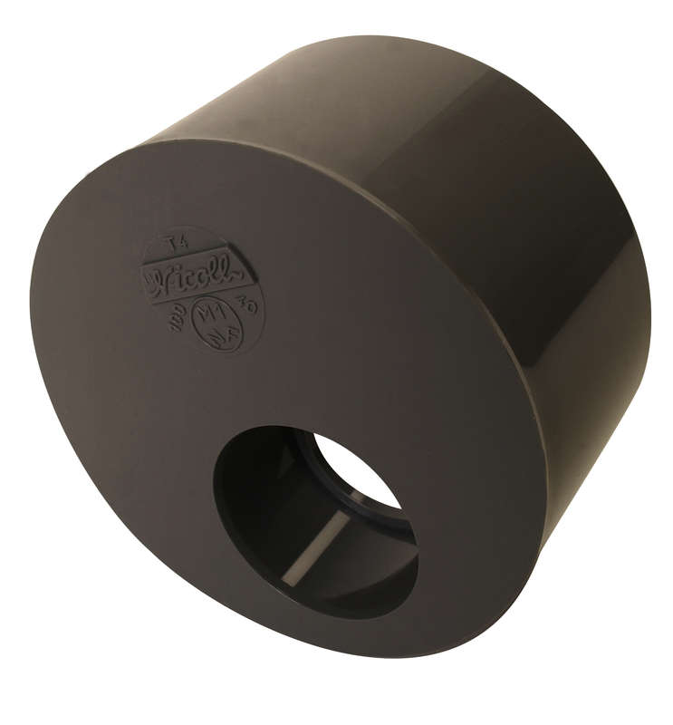 Tampon de réduction simple mâle/femelle en PVC gris - Diam. 100/40 mm