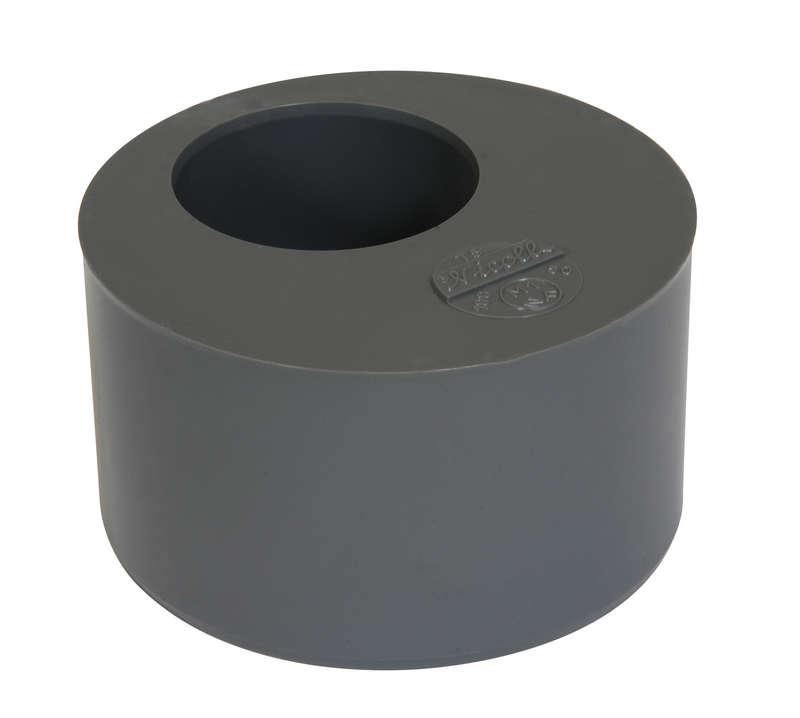 Tampon de réduction simple mâle/femelle en PVC gris - Diam. 100/50 mm
