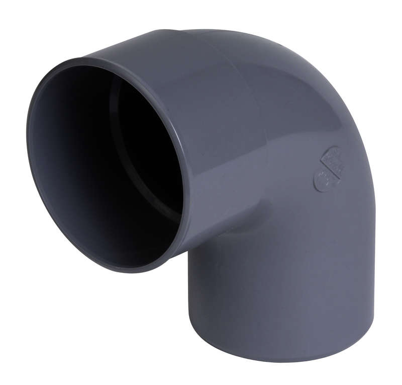Coude simple mâle/femelle en PVC gris Diam. 160 mm à 87°30