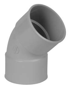 Coude pour tuyau de gouttière femelle/femelle en PVC Diam. 80 mm à 45° gris