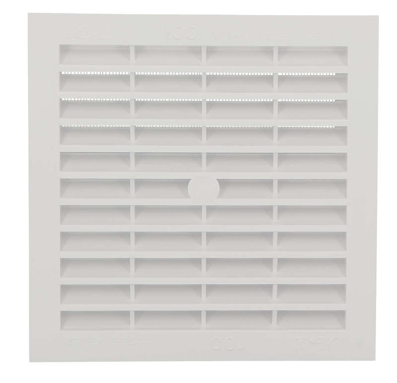 Grille de ventilation carrée intérieure et extérieure avec moustiquaire blanc L. 154 x H. 154 mm