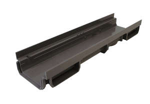 Caniveau bas en PVC largeur 130 mm + grille verrouillable classe A15 gris