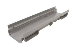 Caniveau bas en PVC largeur 130 mm + grille verrouillable classe A15 gris