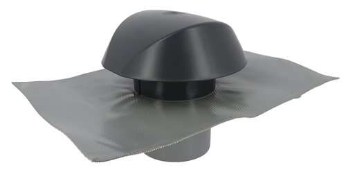 Chapeau de ventilation avec collerette d'étanchéité en PVC anthracite Diam. 125 mm