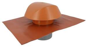 Chapeau de ventilation avec collerette d'étanchéité en PVC terracotta - Diam. 125 mm