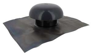 Chapeau de ventilation avec collerette d'étanchéité et anti-insecte en PVC ardoise - Diam. 125 mm