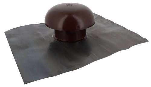 Chapeau de ventilation PVC Marron avec bavette plomb 40x30cm pour tube Ø100