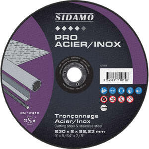 DISQ. TRONC PRO ACIER INOX D.230 x 2 x 22,23