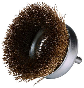 Brosse métallique circulaire Ø : 75 mm - fil 0.3 mm | Descriptif : ondulé en acier laitonné | coupe sur tige