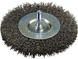 Brosse métallique circulaire Ø : 75 mm - fil 0,3 mm | Descriptif : ondulé inox | sur tige