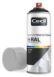 Peinture intérieure/extérieure tous matériaux PA RAL satin gris noir - Aérosol 400 ml