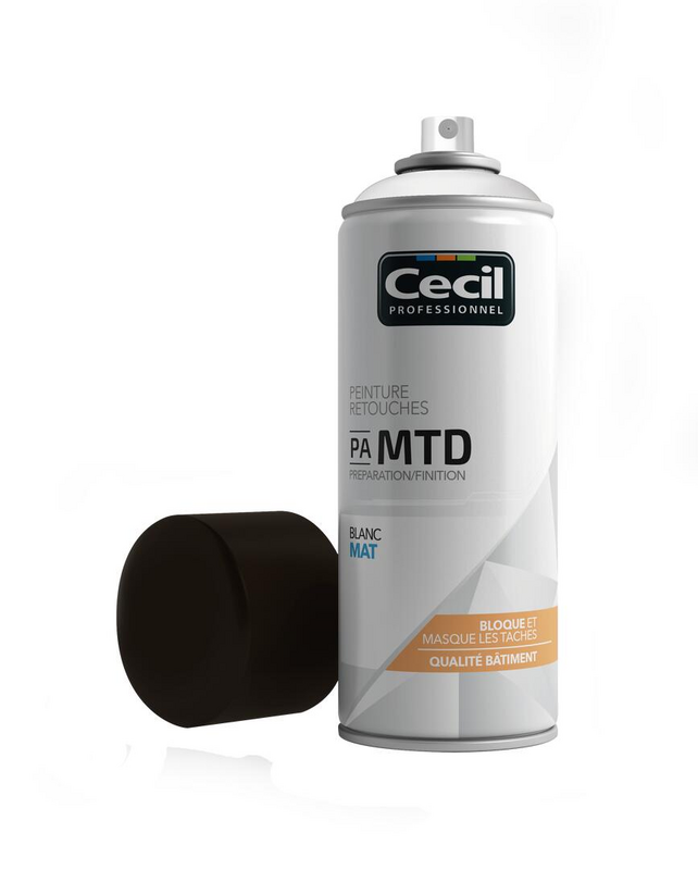 Peinture intérieur murs et plafonds tâches difficiles PA MTD mat  blanc - Aérosol 400 ml